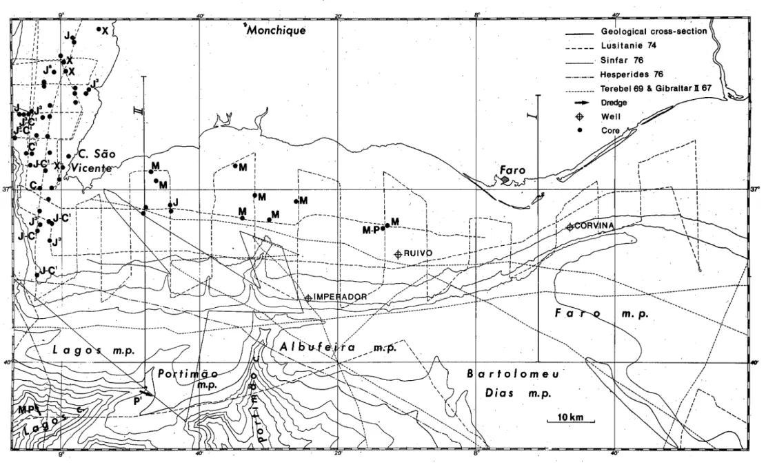 Fig, 4 - Carte bathymétrique de la marge méridionale (au large de l'Algarve) par J, R