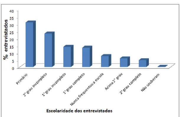 Figura  10:  Distribuição  dos  entrevistados  de  acordo  com  a  escolaridade,  Juatuba,  Minas  Gerais, 2010