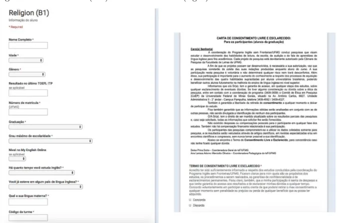 Figure 2 - Online form (left) and consent form (right) 