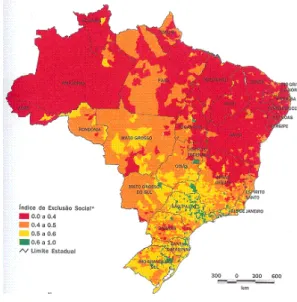 Figura 4 -  Exclusão digital no Brasil  Figura 5 – Exclusão social no Brasil