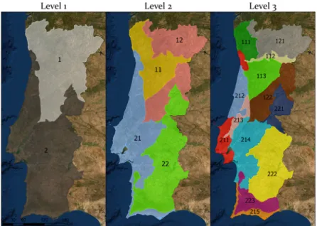 Figure 2 Stratification of Continental Portugal [40]. Scale 1:3,000,000. 