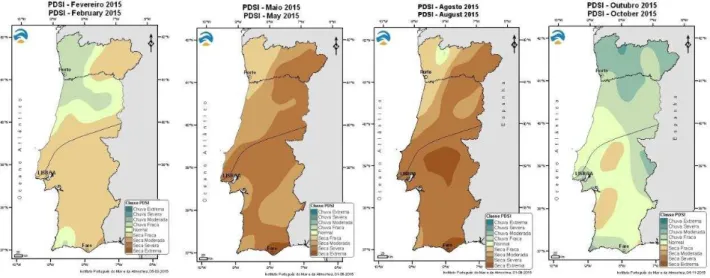 Figura 4 - &#34;Índice de Seca em Portugal Continental em 2015&#34; Fonte: IPMA 2015 