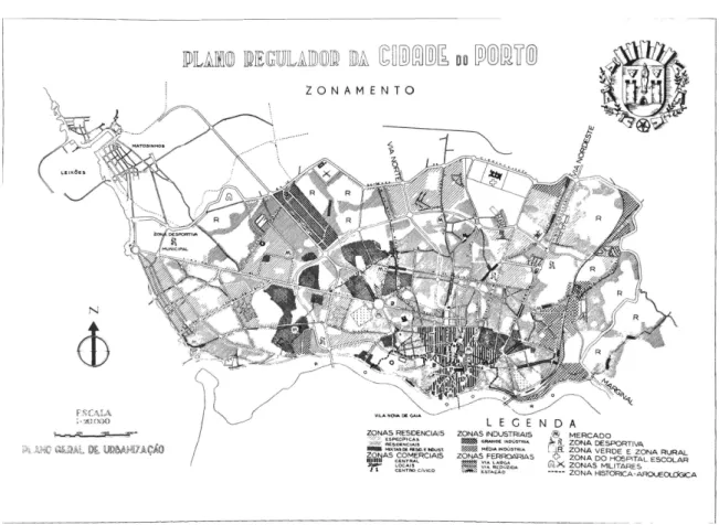 Figura 6 – Plano regulador da Cidade do Porto - Plano geral de Urbanização – Zonamento (Marques et al.,  1990)