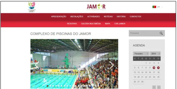 Figura 11 - Website Centro Desportivo Nacional Jamor (Complexo Piscinas Jamor) 