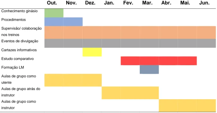 Tabela 1 – Cronograma das atividades de estágio 