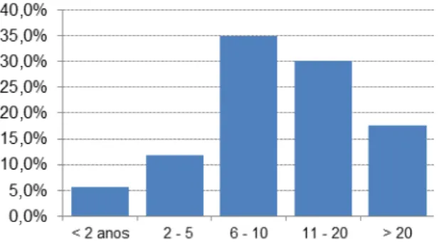 Gráfico 3  –  Experiência docente: tempo de serviço 