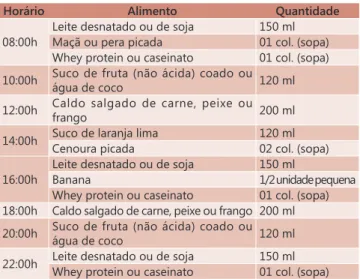 TABELA 2  - Exemplo de um dia de dieta da fase líquida  completa