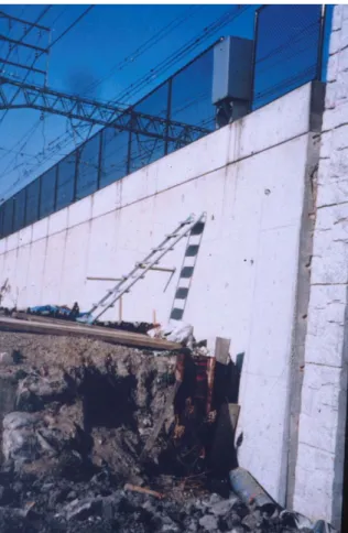Figura 5 – Deslocamentos sofridos pelo muro de betão armado localizado no lado oposto da 