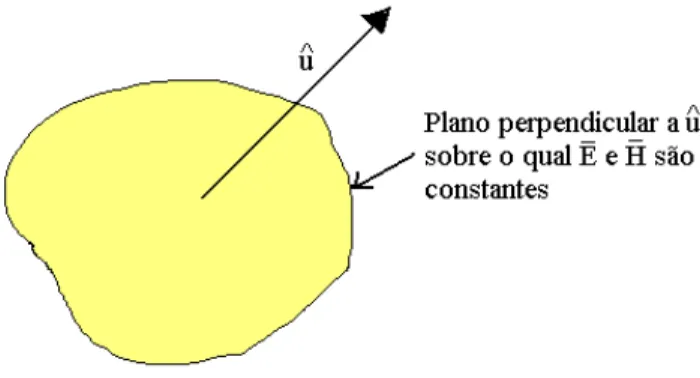Fig. 2.1 - Uma onda plana se propagando na direção do vetor   [3]. 