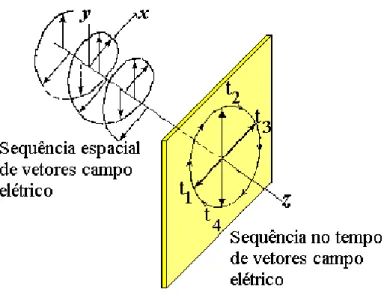 Fig. 2.6 - Vista em perspectiva de uma onda circularmente polarizada a esquerda [5]. 