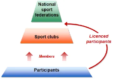 Figura  6 - The relationships between the clubs, licensed participants and the national federations 