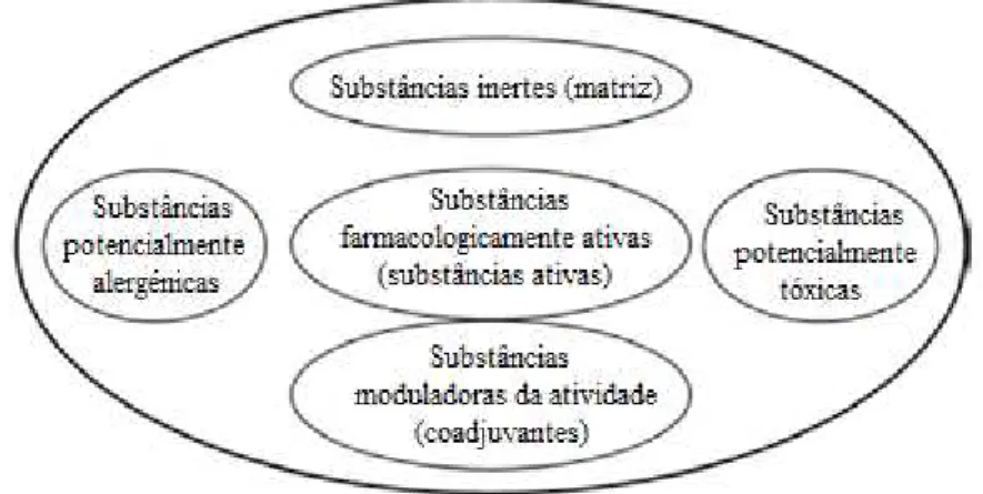 Figura 3. Modelo representativo da complexidade de medicamentos à base de plantas  (adaptado de Cañigueral, 2002) 