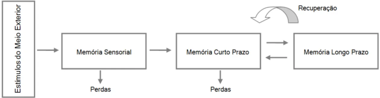 Figura 6: Estrutura dos Sistemas de Memória  Fonte: Adaptado de Atkinson e Shiffrin (1968) 