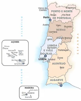 Fig. 2.4 – Mapa de Portugal Continental e Ilhas dividido por Marcas Turísticas 