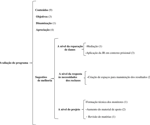 Figura 7. Representação das categorias e subcategorias da avaliação do programa  
