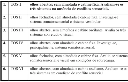 Tabela 2. Testes de Organização Sensorial (TOS) Adaptado (Roggia, B.  et al.