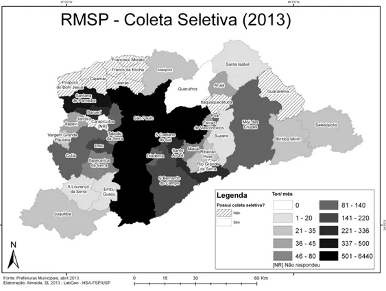 Figura 1. Coleta seletiva na Região Metropolitana de São Paulo, em 2013.