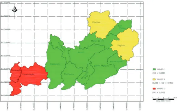 Figura 2. Mapa do Índice de Vulnerabilidade Climática nos municípios da microrregião de Itajubá