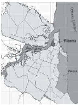 Figura 1 – Mapa com localização de Natal Figura 2 – Mapa de Natal com localização da Ribeira