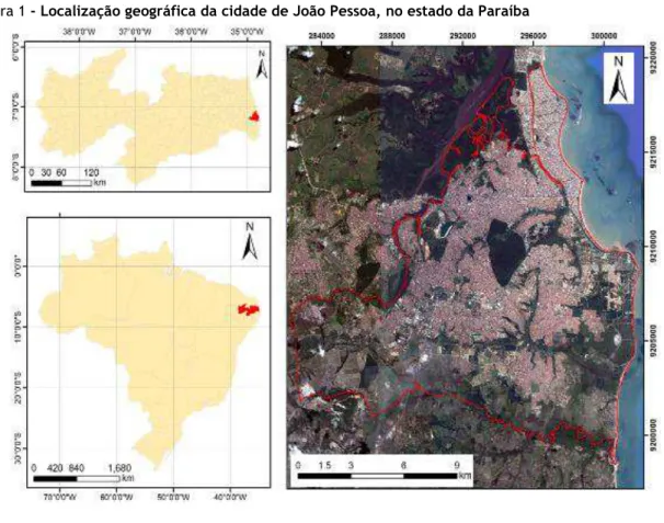 Figura 1 - Localização geográfica da cidade de João Pessoa, no estado da Paraíba 