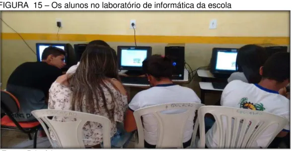 FIGURA  15  –  Os alunos no laboratório de informática da escola