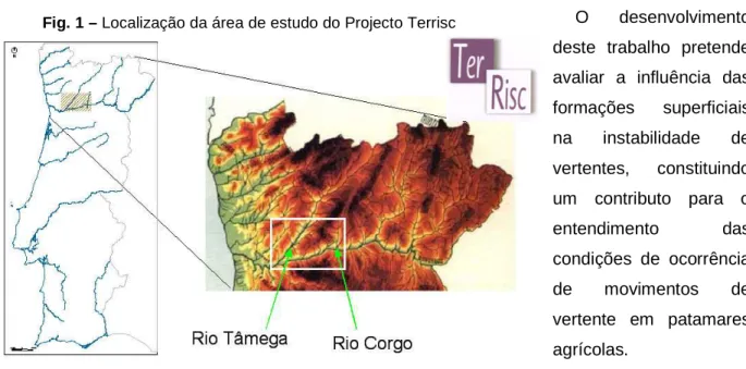 Fig. 1 – Localização da área de estudo do Projecto Terrisc 