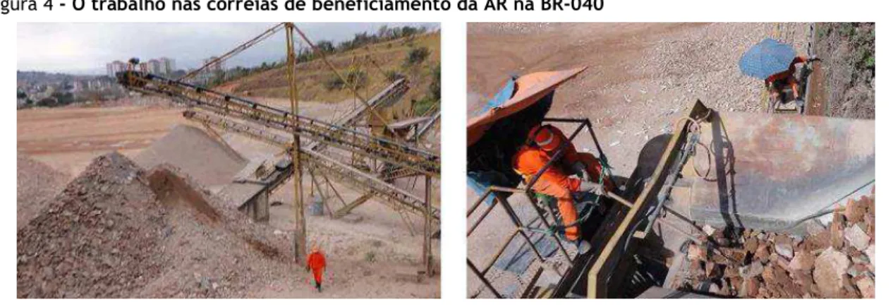 Figura 4 - O trabalho nas correias de beneficiamento da AR na BR-040 