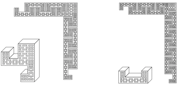 Figura 18 - Vista da geometria das unidades - Patente CN 102296740: A GRIPS BUILDING BLOCK AND  BUILDING METHOD OF POROUS CORNER OF THE MAKING MOULD - Data de depósito: 13/05/2011 