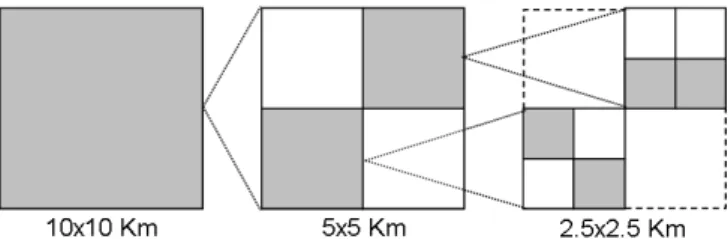 Figure III.1.2 - Example of the sequential random sampling design:   - survey grid cells