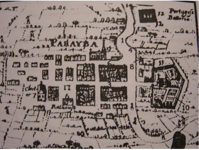 Figura 4 –  Espaços livres no traçado inicial da cidade de João Pessoa   Fonte: Atlas Van Stolk – Roterdam, 1653