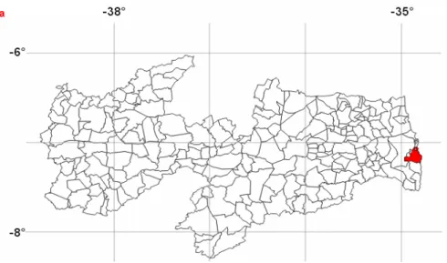 Figura 6 – Limites do município de João Pessoa com os Municípios vizinhos  Fonte: Atlas Escolar da Paraíba-1999  