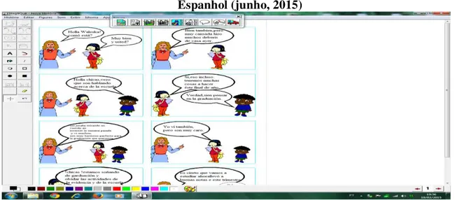 Figura 4  –  História em quadrinho utilizando o aplicativo HAGÁQUÊ na disciplina de  Espanhol (junho, 2015) 