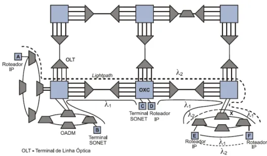 Figura 2.3 Rede WDM 