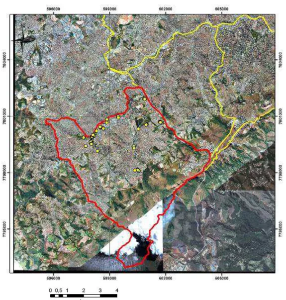 Figura 6 - Mapa de localização dos 62 domicílios na Região do Barreiro 