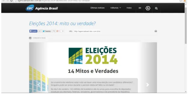 Figura 3: Teste de conhecimento disponível no site da Agência Brasil.  