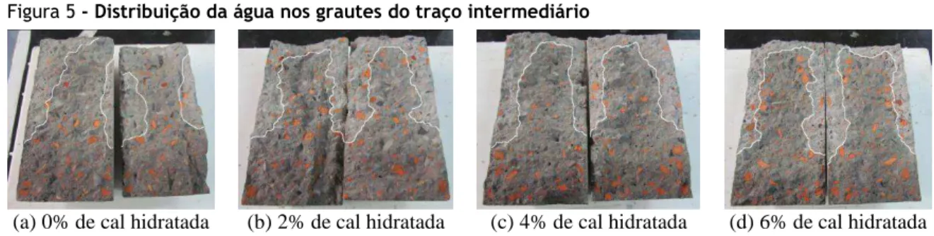 Figura 5 - Distribuição da água nos grautes do traço intermediário 