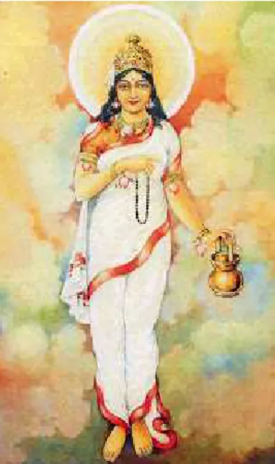 Figura  3  -  Maa  Brahmacharini  -  avatar  yoguine  da  Deusa  Durga,  que  sempre  porta  seu  Japa-Mala.