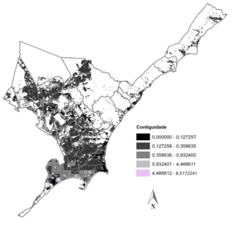 Figura 5 - Mapa da contiguidade do tecido urbano de Maceió, AL 