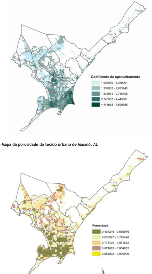 Figura 6 - Mapa da densidade construída do tecido urbano de Maceió, AL 