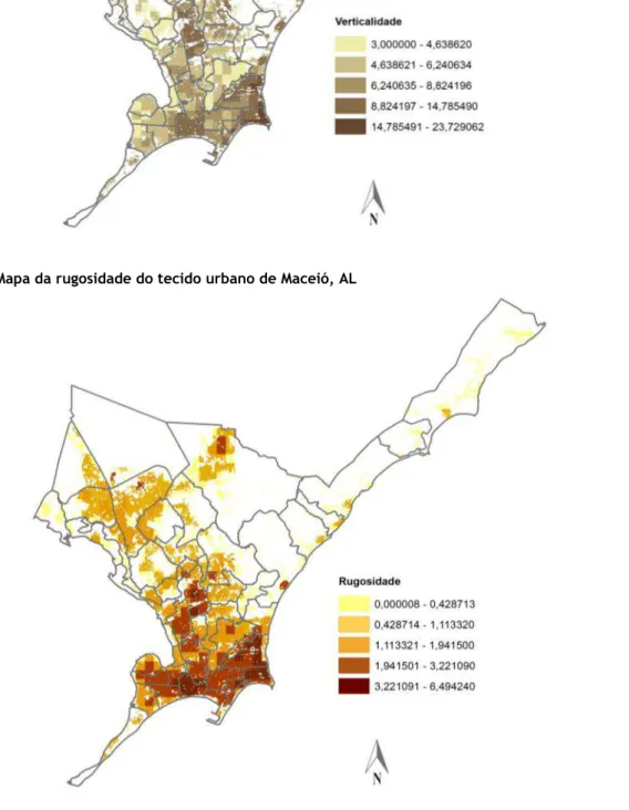 Figura 9 - Mapa da rugosidade do tecido urbano de Maceió, AL 