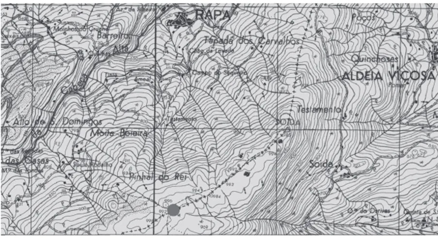 Fig. 1 Localização da Pedra  Santa - CMP 1:25.000,  folha 192