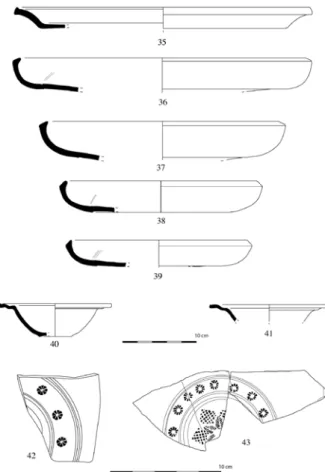 Fig. 7 - Sigillata clara D de Pedras d’el Rei. Formas lisas (1:3) e  decoradas (1:2).