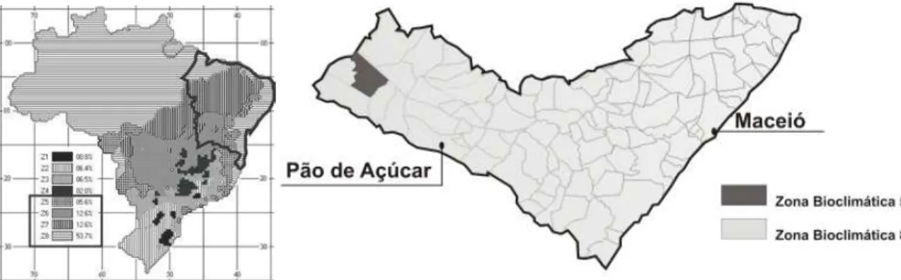 Figura 2  - Zoneamento Bioclimático Brasileiro,  com destaque para o estado de Alagoas 