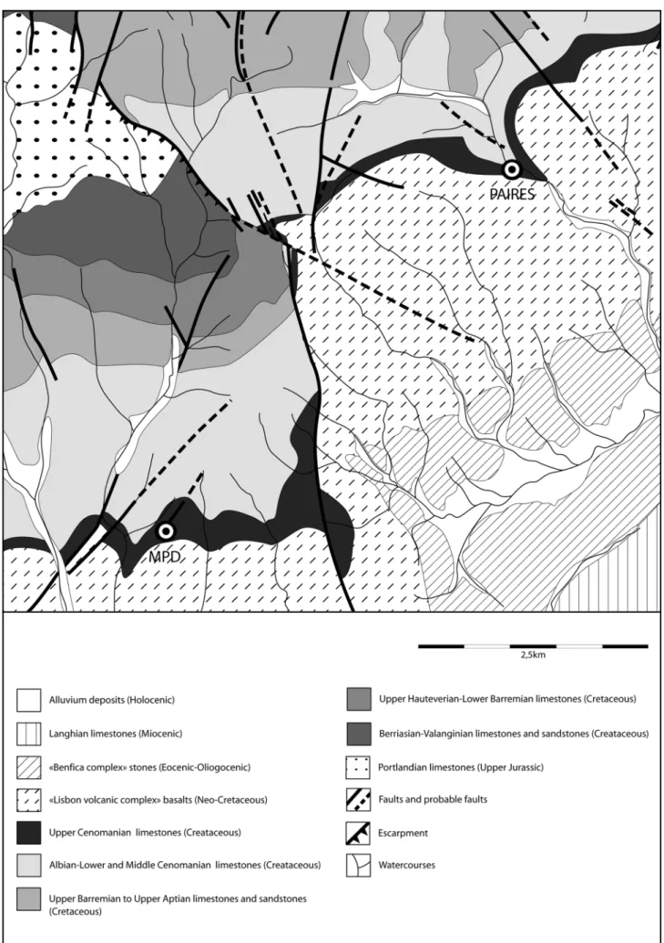 Figure 2. Geological context of Pedreira do Aires (PAIRES) and Monte das Pedras (MPD).