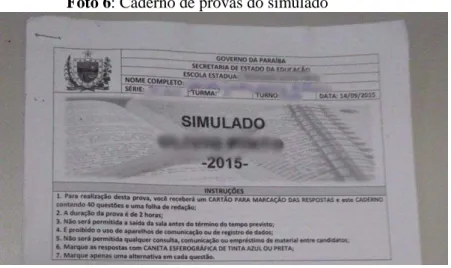 Foto 6: Caderno de provas do simulado 
