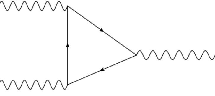 Figura 4.1: Diagrama de Feynman da anomalia triangular. As linhas internas representam f´ermions.
