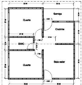Figura 14  – Planta baixa da proposta da habitação do estudo de caso 1 usando a coordenação modular  