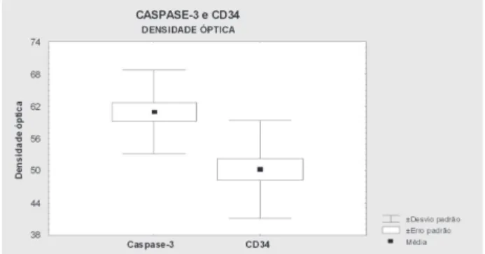 FIGURA 1 - Comparação entre os marcadores caspase-3 e CD34 