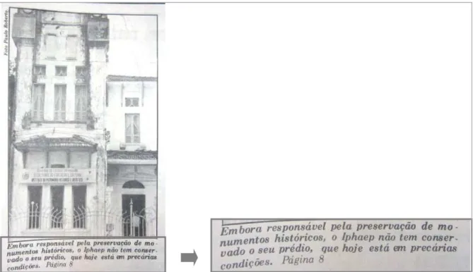 Figura  06:  Sede  do  IPHAEP  localizado  na  Avenida  João  Machado  em  1989.  Fonte:  Jornal  A  UNIÃO,  26/01/1989, disponível no Acervo IHGP, acessado em 12/04/2013