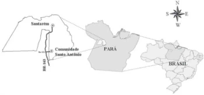 Figura 1 -  Localização da Comunidade Santo Antônio, BR 163, Santarém-PA